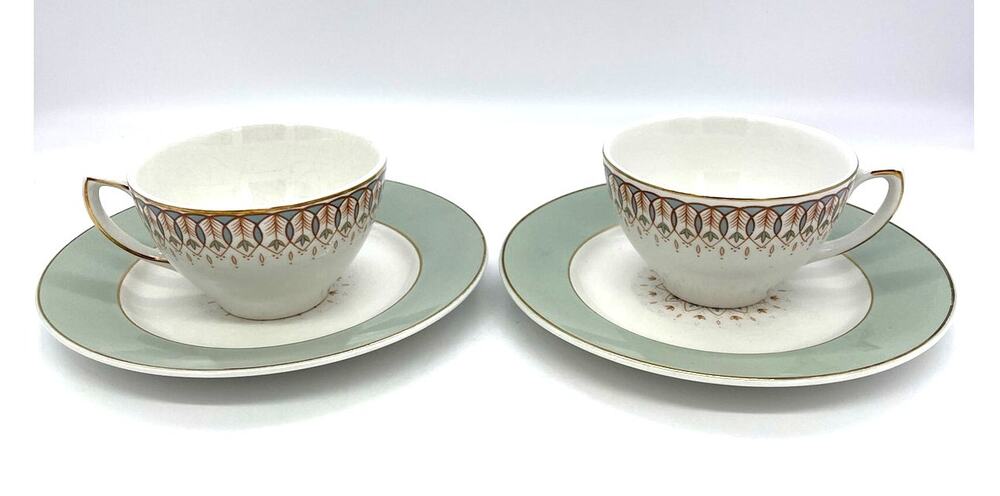 Satin WHG - White Alfred Clough Set of 2 Ironstone Cups & Saucers England